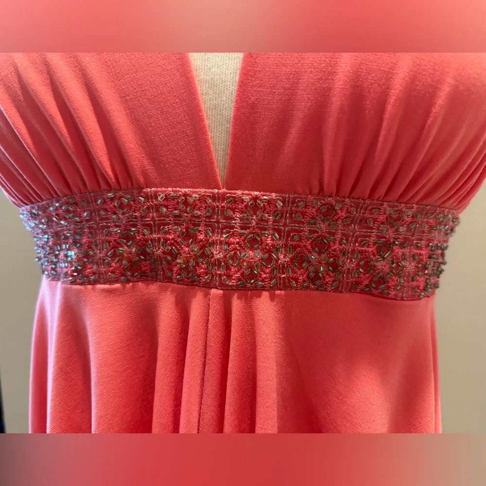 Arden B Coral Backless Halter Dress - Picture 3 of 4